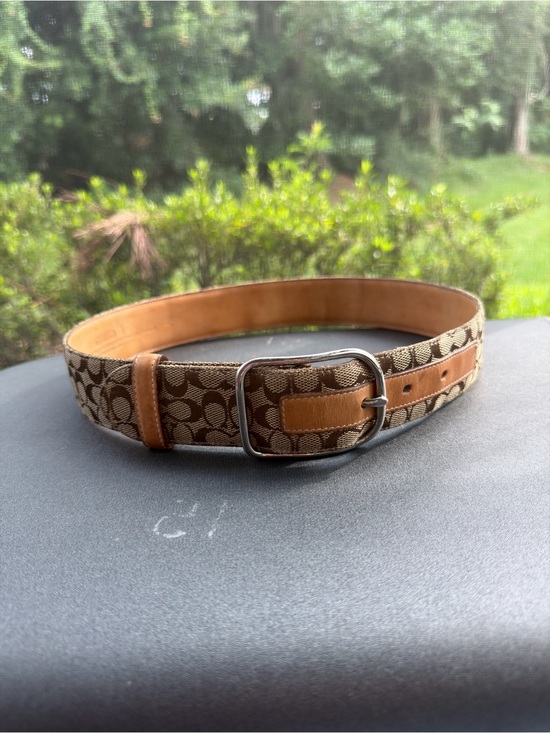 Coach Accessories - Coach Signature Canvas Belt in Brown and Tan